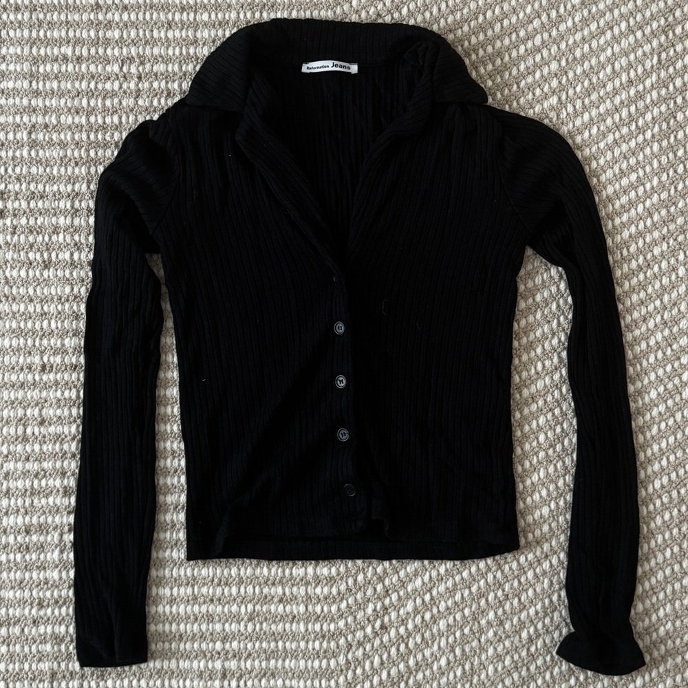 Reformation Black Button Down